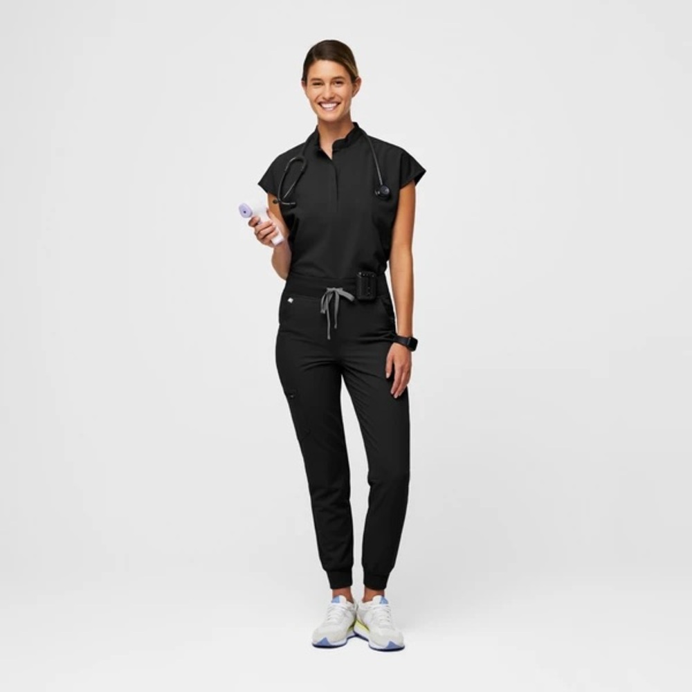 Figs • High Waisted Black Zamora Jogger Medical Scrub Pant Office Nurse Sz Med - Picture 3 of 14